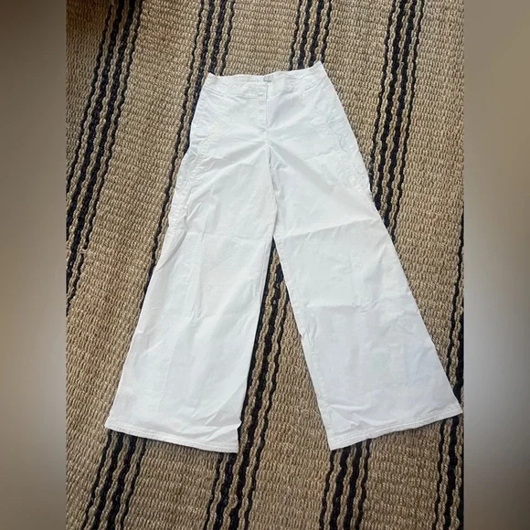 Maeve for Anthropologie white scallop wide leg trousers. Size 27. New with tags - Picture 2 of 8